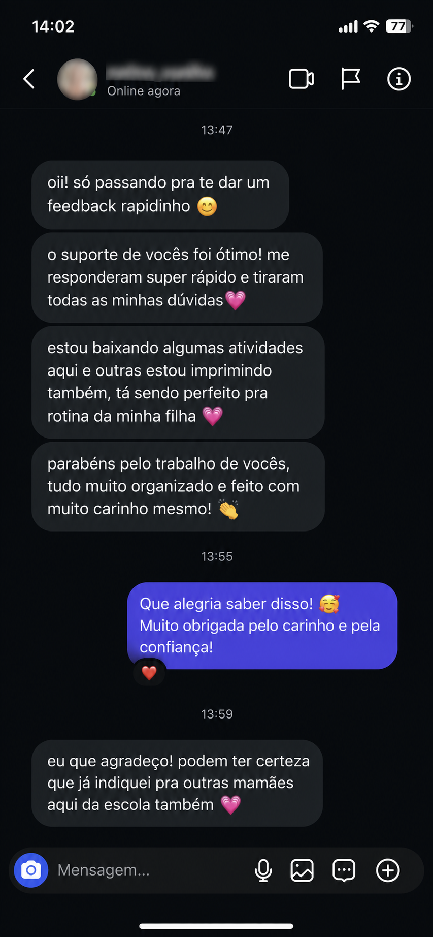 Print de feedback de cliente 2